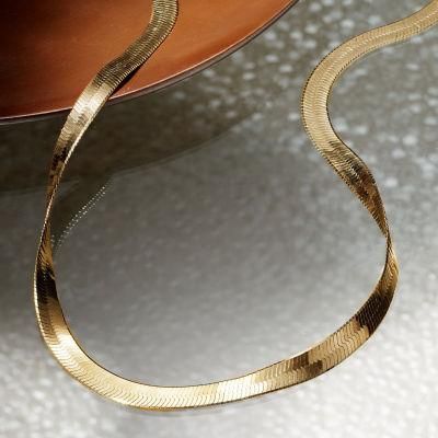 Fashion Accessories Jewelry 18K Gold Plated Herringbone Chain Necklace