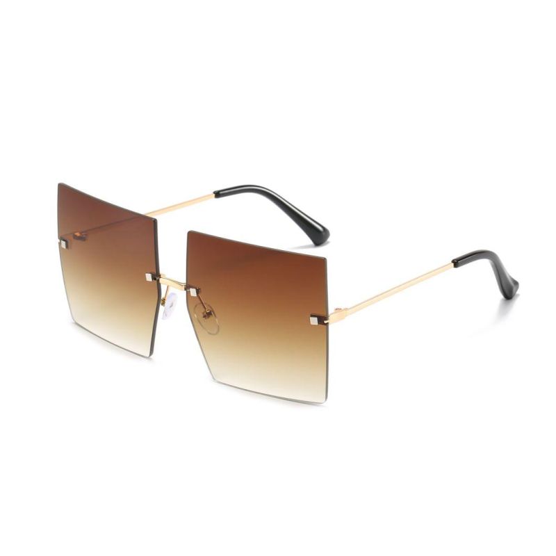 2020 No MOQ Square Metal Big Lens Fashion Sunglasses