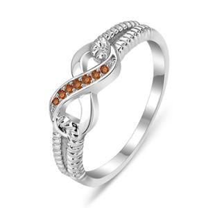 Sterling Silver Smoked Topaz CZ Stone Infinity Rope Diamond Ring