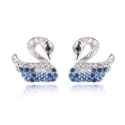 Fashion Swan 925 Silver or Brass Earring with CZ