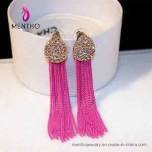 Wholesale Fashion Jewelry Rhinestone Water Drop Chain Tassel Stud Earring