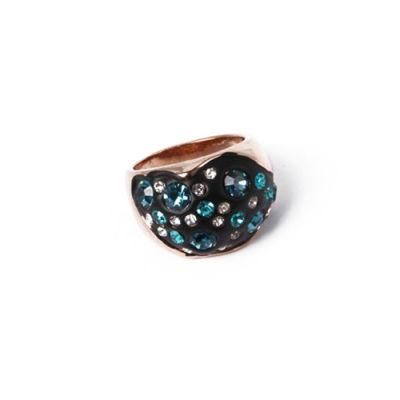 2020 Fashion Jewelry Rose Glod Ring with Transparent Blue Rhinestone