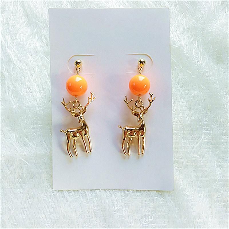 Christmas Jewelry Fashion Creative Elk Deer and Wood Leaves Stud Earrings