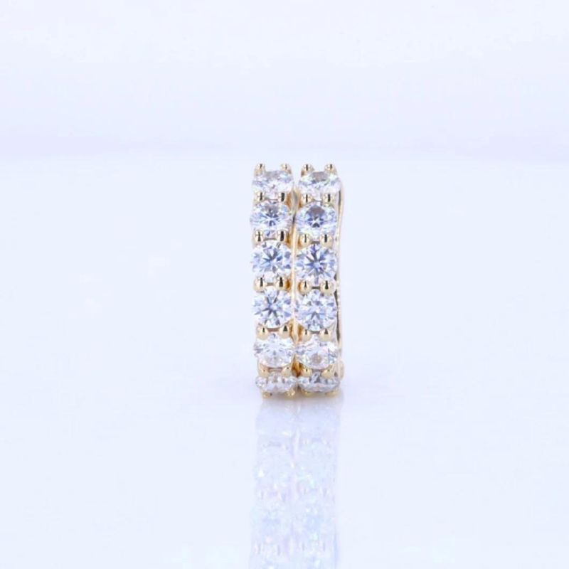 Fashion Style 14K Yellow Gold Plated Moissanite Diamond Hoop Earrings for Gift