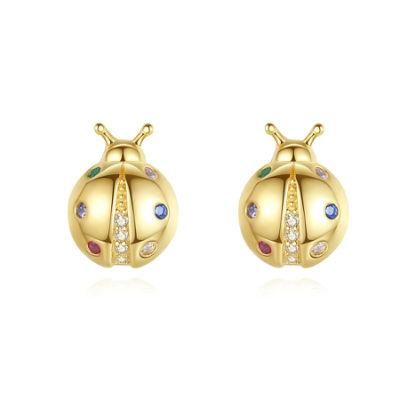 Fashion Accessories Golden Cute Colorful Ladybug Jewelry Earrings