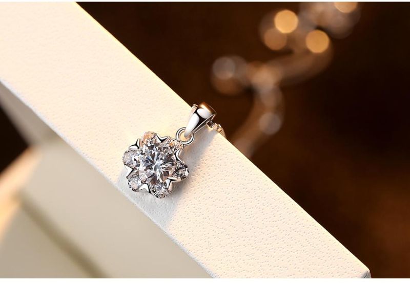 Hotsale Cubic Zircon Snowflake Sterling Silver Rings Pendant Necklace