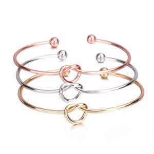 Peach Heart Knotted Bracelet Simple Twist Cuff Open Bangles