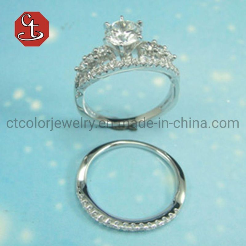 Simple 2 PCS/Set Zircon Engagement Rings for Women Wedding Rings Female Diamond Jewelry Chic Accessories Gift