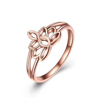 Stainless Steel Rings Lotus Flower High Polish Tarnish Resistant Comfort Fit Wedding Band Rings