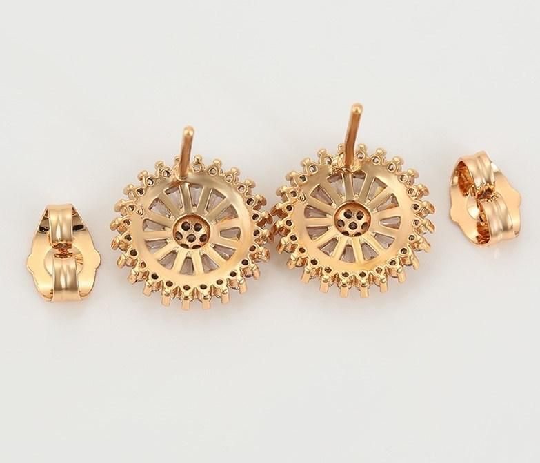 Jewelry Fashion Gold Earrings 18K Gold Plated Multi Zircon Sun Shaped Stud Earrings