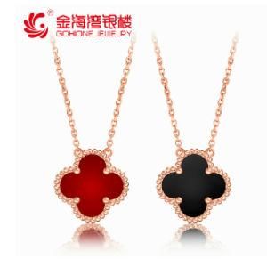 Fashion 925 Sterling Silver Necklace with 4-Leaf Pendant