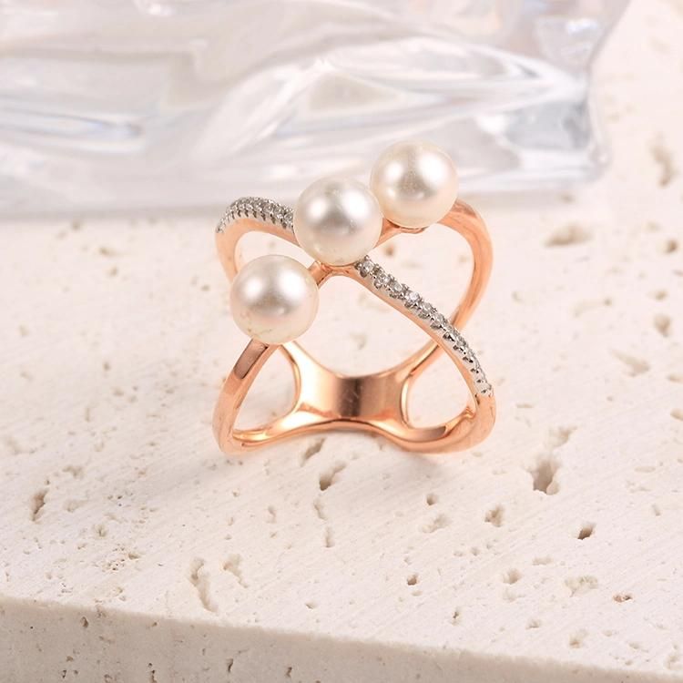 925 Silver Fashion Accessories Three Pearl Ball Shining Cubic Zirconia Lab Diamond 18K Gold Plated Fashion Jewelry Women Jewelry Fine Earrings