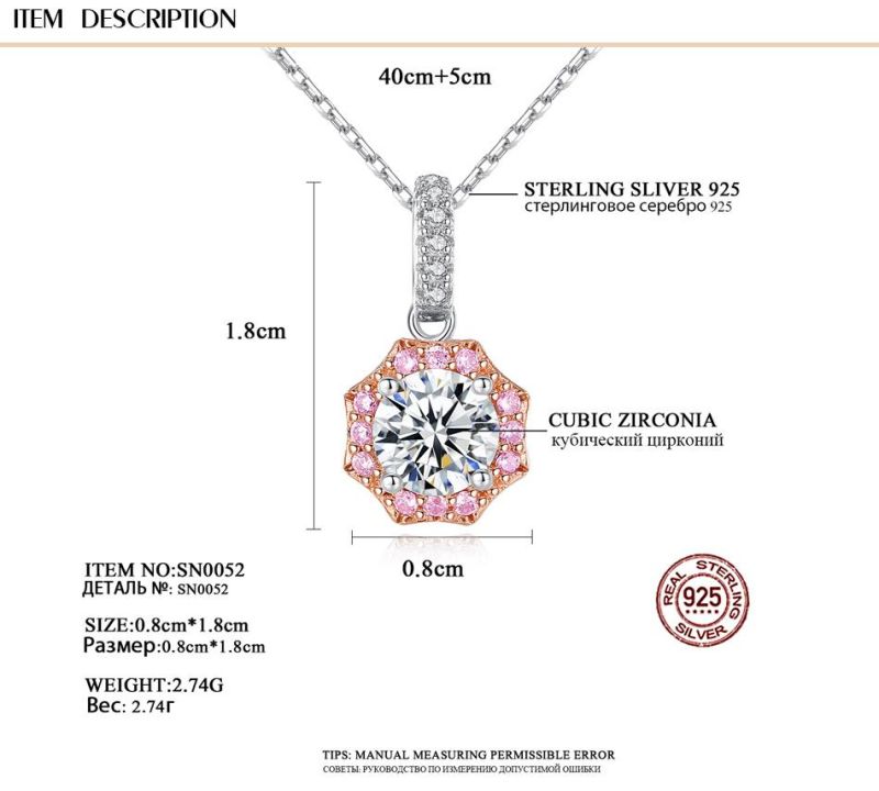 Sterling Sliver 925 Fashion Jewelry Micro Zircon Necklace