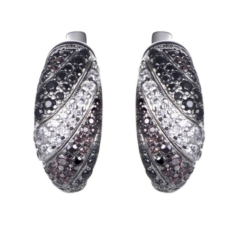 925 Silver and Brass CZ Fashion X Shaped Earring