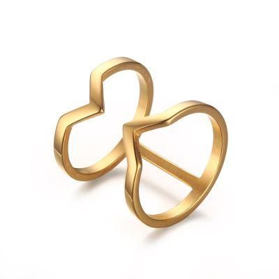 Personal Fashion Double Ring for Women in Gold. Roes-Gold