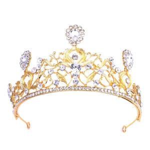 Customized Party Decoration Crystal Crown Wedding Golden Rhinestone Tiaras Bridal Crown