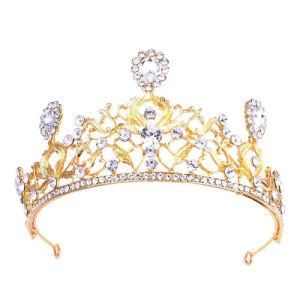 Customized Party Decoration Crystal Crown Wedding Golden Rhinestone Tiaras Bridal Crown