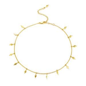 Vermeil Choker Chain Rhombus S925 Silver 18K Gold Plated Choker Necklace