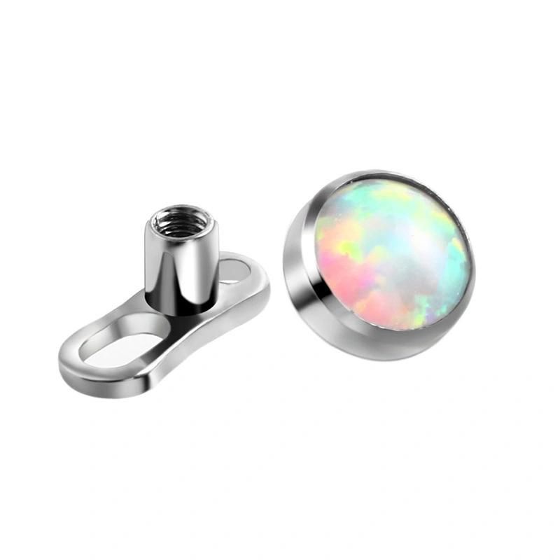 Dermal Anchor Tops and Base Titanium Microdermal Piercing Body Jewelry Opal Top Size 3mm 4mm 5mm