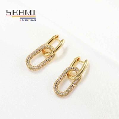 Fashion Rhinestone Gold Hoop Crystal Square Dangle Earrings for Women