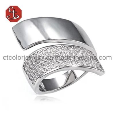 Adjustable Cubic Zircon Rings Popular Europe Style Silver or Brass Rhodium Rings