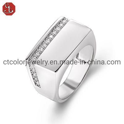 925 Sterling Silver Men and Women Ring with CZ Customized Fashion Jewelry Design