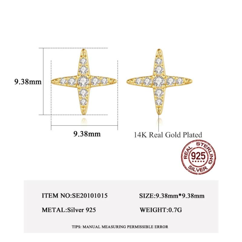 Fashion Jewelry 925 Sterling Silver Star Earrings