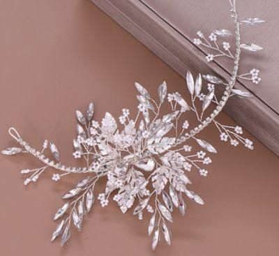 Bridal Wedding Crystal Stones Flower Headband Hair Comb Headpiece