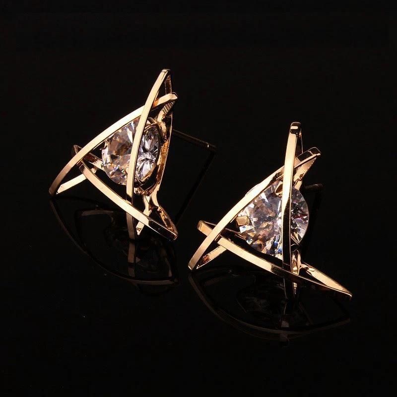 Fashion Triangle Zircon Silver Earrings Zircon Stud Earrings Women Jewelry