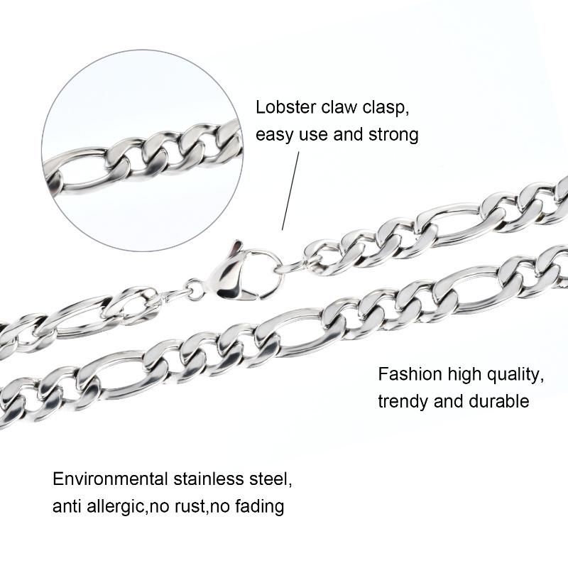 All Sizes: 7"-14" Gold Figaro Bracelet & Anklet for Men′s Women′s Stainless Steel Figaro 3+1 Link Bracelet and Anklet