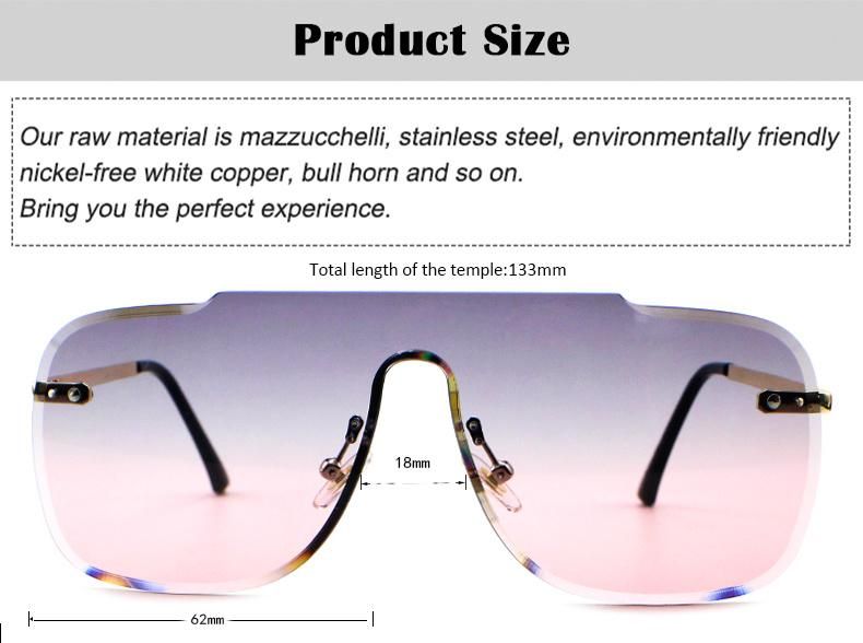 Oversize Popular Frameless Wholesale Women Sunglasses