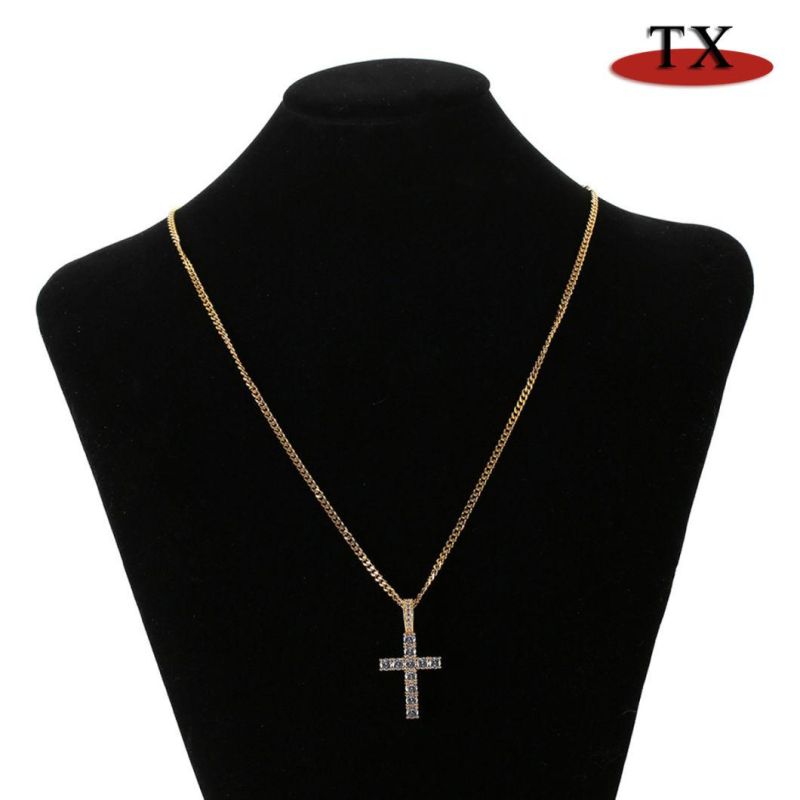 European and American Hip Hop Cross Pendant Necklace Bling