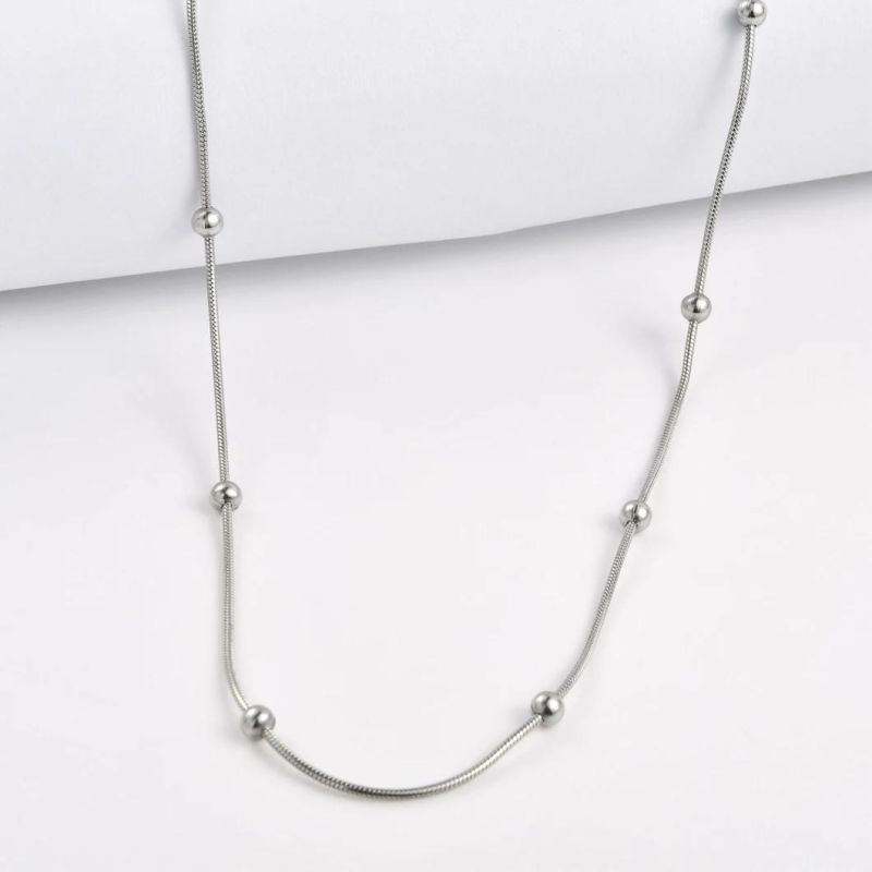 Latest Popular 316L Steel Polished Round Snake Girls Jewellery Chain Anklet Bracelet Finished Necklace Jewelry with Beads