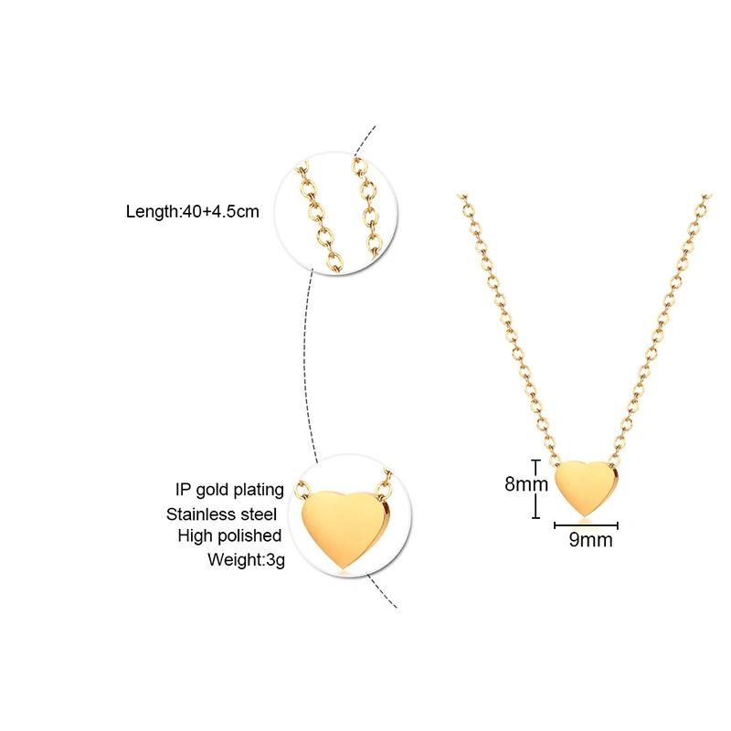 Classic Heart Engrave Logo Pendant Necklace Clavicular Chain for Lady