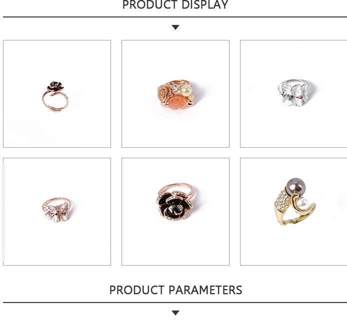 New Design Fashion Jewelry Flower Silver Ring with Rhinestone