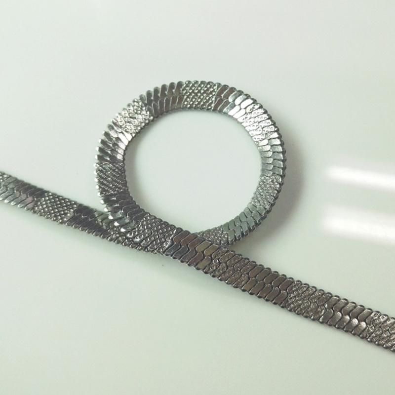 Hot Sell Custom Stainless Steel Jewelry Herringbone Chain Embossed Necklace