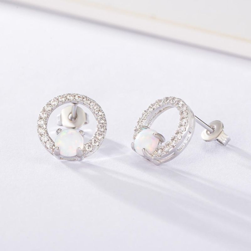 Four-Claw Round Australian Treasure Earrings Opal Earrings