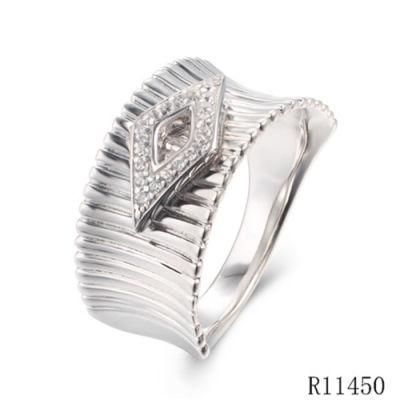 New Design 925 Sterling Silver with CZ Rhombus Ring