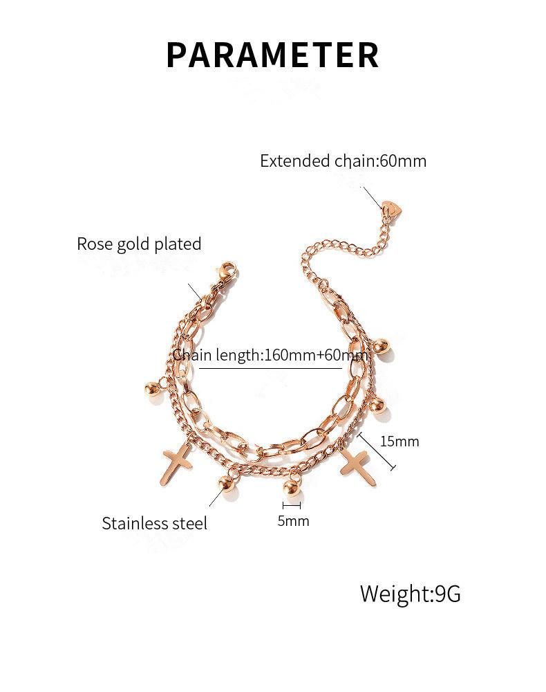 Stainless Steel Jewelry Women Bracelet Cross Design