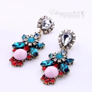 Fashion Zinc Alloy Bohemia Flowers Earring with Resin Crystal and Rhinestones (BXMY1154)