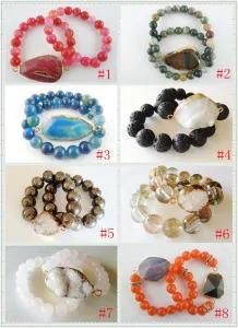 Jewelry Bracelet, Hot Sale Fashion Druzy Connector Charm Bracelet Set, Pave Stone Bead Bracelet