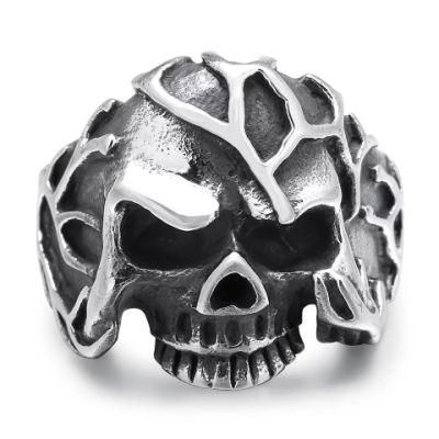 Cheap Custom Casting Stainless Steel Skull Head Biker Ring for Men