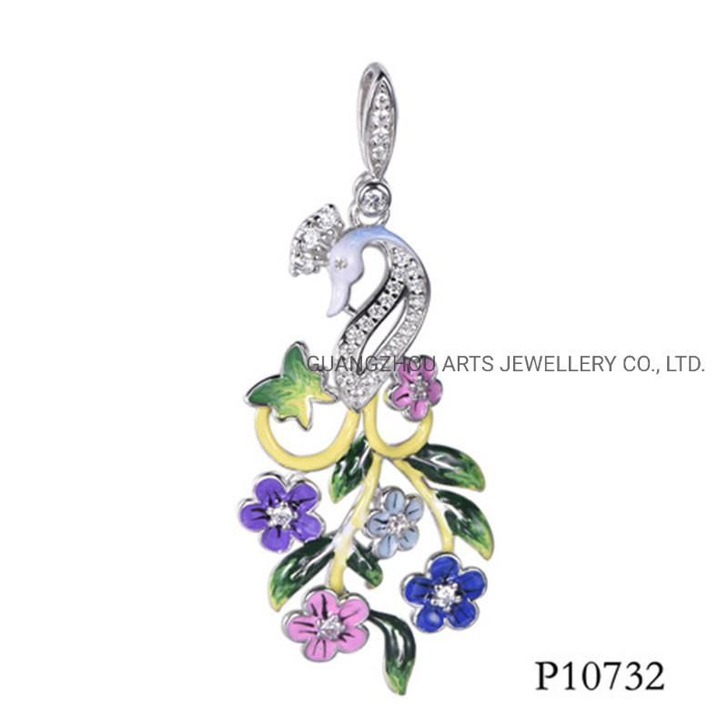 925 Sterling Silver Enamel Jewelry Bird Pendant