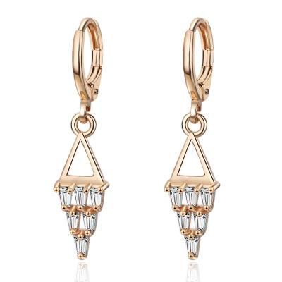 New Arrival Simple Zirconia 18K Gold Plated Women Pendant Earring