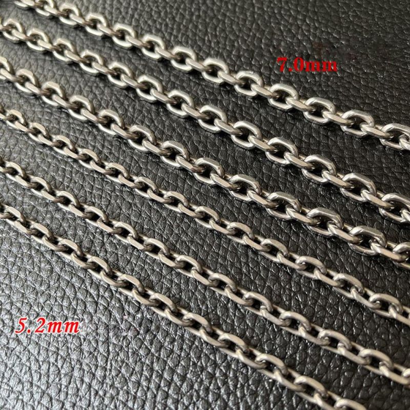 Pure Titanium Necklace O-Chain Ultra-Light Rust-Free Necklace 7mm Personality Chain Retro Men′s and Women′s Single Solid Titanium Chain Tinl2228