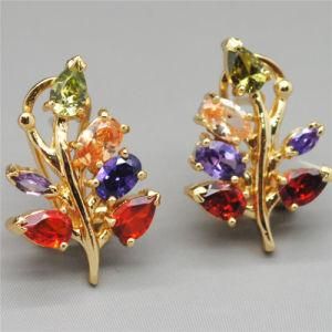 The Fhision 24k Gold Plated Cubic Zirconia Stone Stud Earrings (E130017)