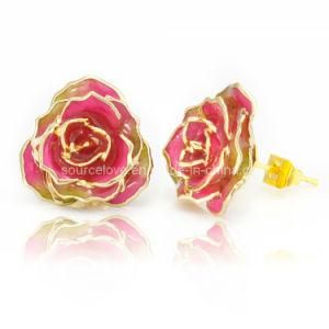 24k Gold Rose Earring for Holiday Gift (EH072)