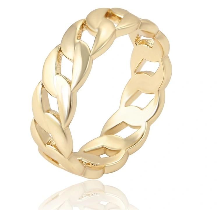 Cheap Simple Design Chain Type Ring Jewelry, 14K Gold Color Copper Alloy Neutral Finger Ring