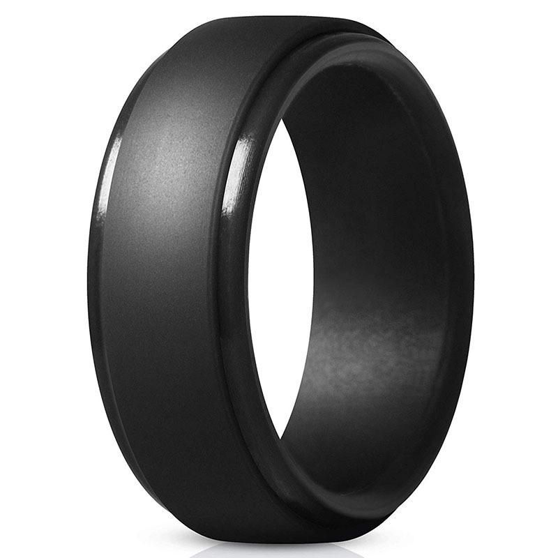 Step Edge Rubber Wedding Band Men Silicone Ring