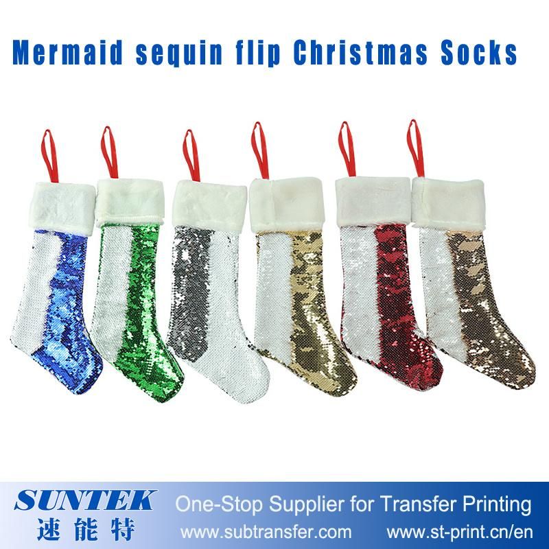 Sublimation Mermaid Sequin Flip Christmas Socks